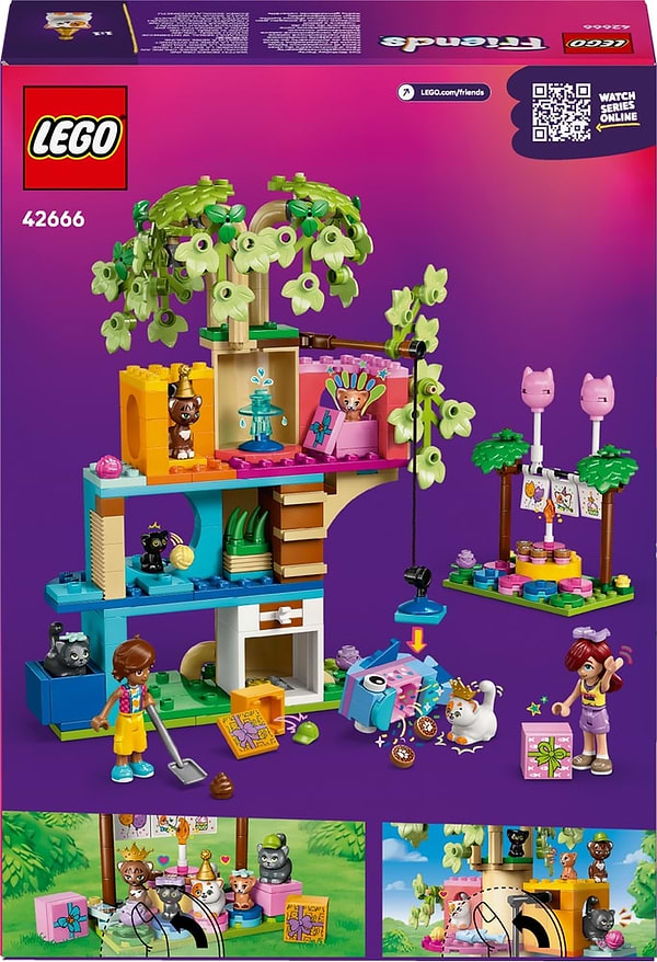 Фото - Конструктор LEGO Friends День народження кота і будинок на дереві (42666)