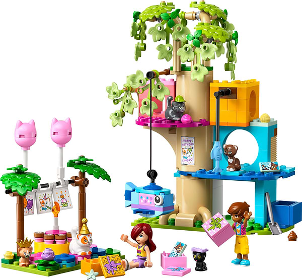 Фото - Конструктор LEGO Friends День народження кота і будинок на дереві (42666)