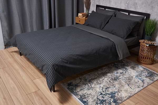 Фото - Комплект постільної білизни Moon&Star 160х220х2 нав. 2х70х70 Gray Stripe&Black Бязь Gold Люкс (MS-820001077)