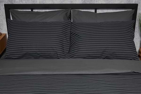 Фото - Комплект постільної білизни Moon&Star 160х220х2 нав. 2х70х70 Gray Stripe&Black Бязь Gold Люкс (MS-820001077)