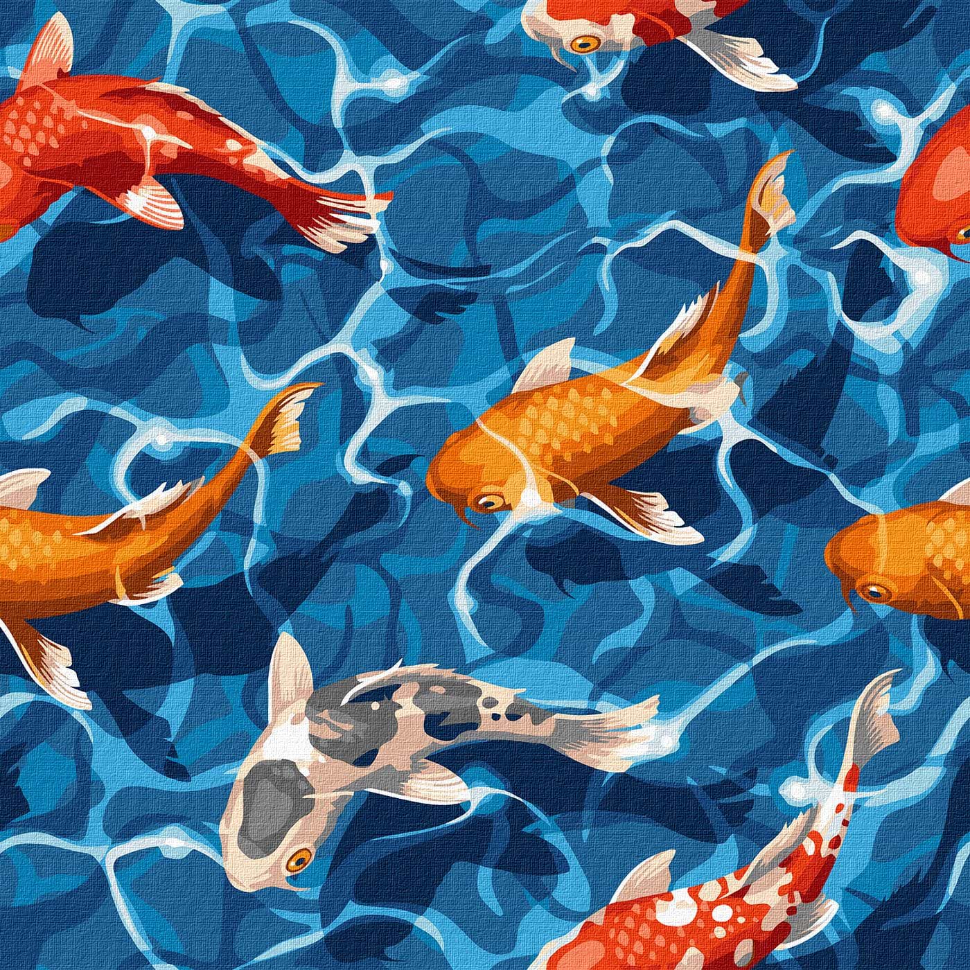 Картина за номерами Ideyka "Японські карпи" 40x40 см (KHO4321)