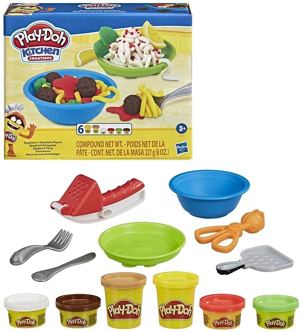 Фото - Набори для ліплення Play Doh Hasbro Play-Doh Кухонні приналежності SPAGHETTI N MEATBALLS PLAYSET (E7253_E8680)