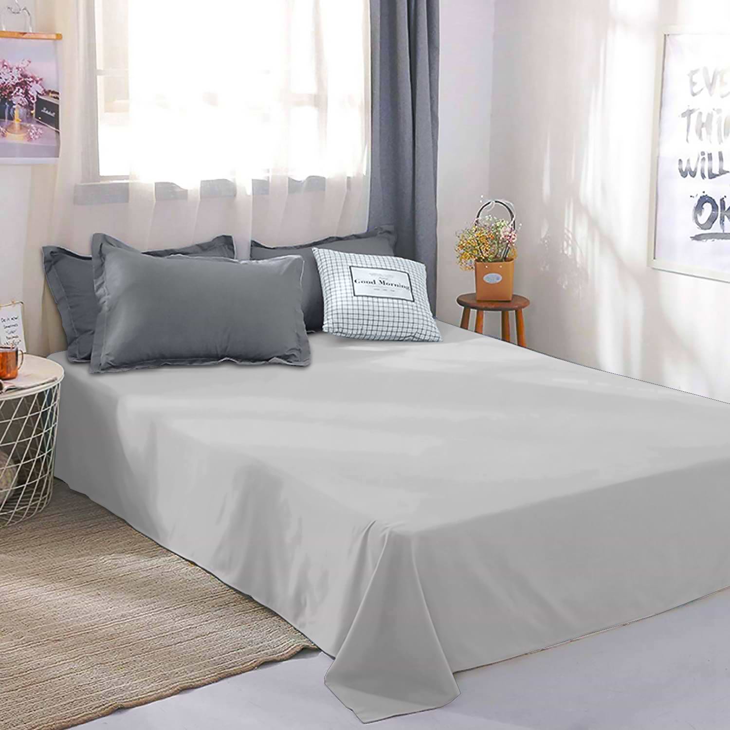 Набір простирадл Zastelli 14-4203 Light Grey бязь 180х210 см 2 шт. (21975)