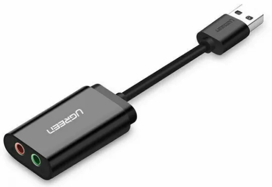 Фото - Звукова карта UGREEN USB AUX jack, TRS(Mic+Ear) ALC4042 Black (30724)