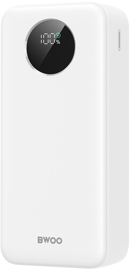 Батарея мобильная BWOO 22,5W 30000 mAh power bank with LCD screen, white