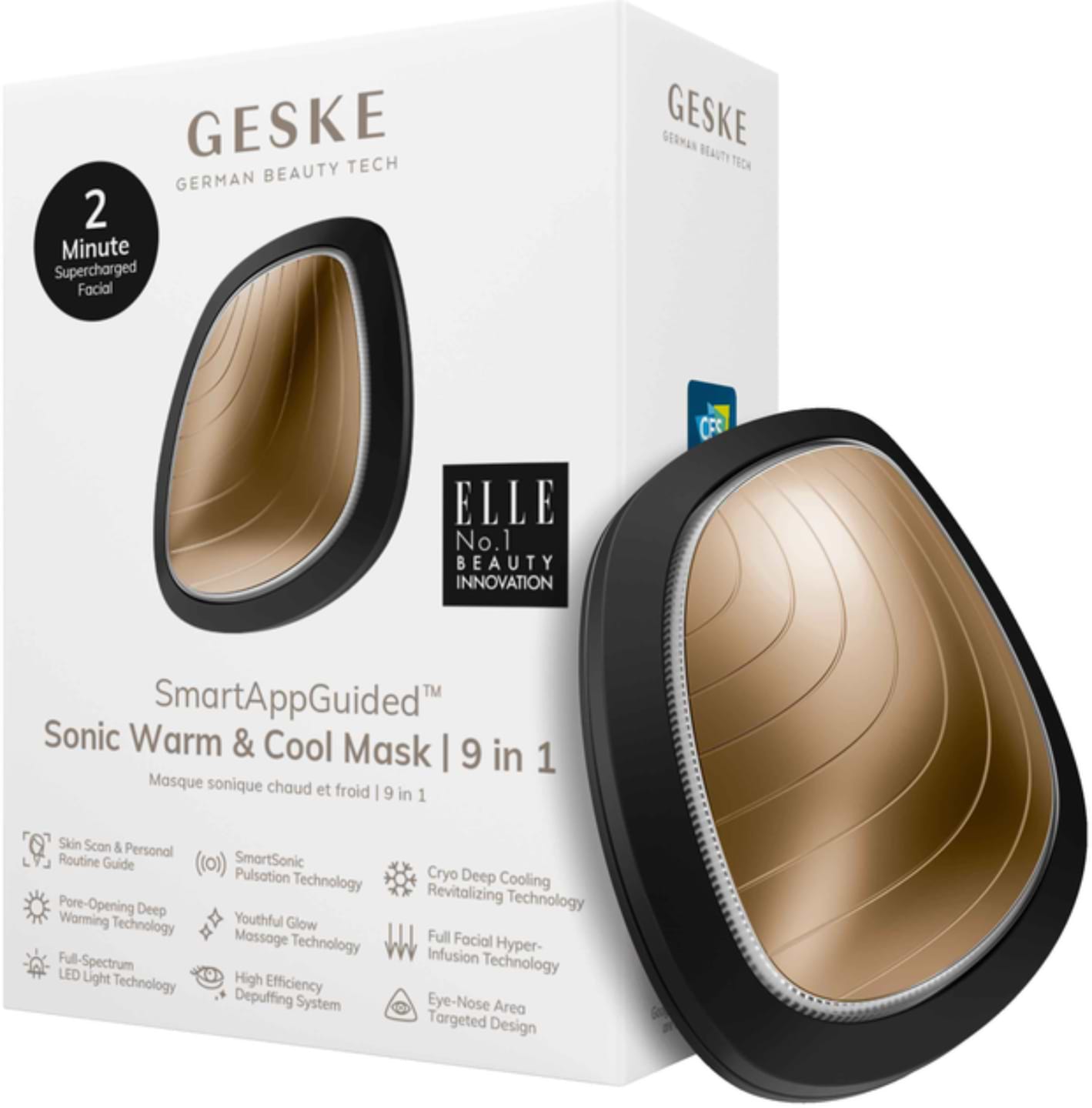 Звуковая маска тепло и холод для лица GESKE Sonic Warm & Cool Mask 9 в 1 серый (GK000002GY01)