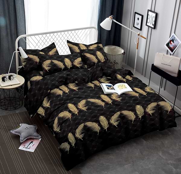 Фото - Комплект постільної білизни Zastelli J1749-3 Золоте перо 145х210 (22181)