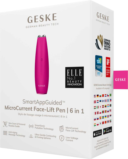 Фото - Микротоковая ручка для подтяжки лица GESKE MicroCurrent Face-Lift Pen 6 в 1 пурпуровий (GK000013MG01)