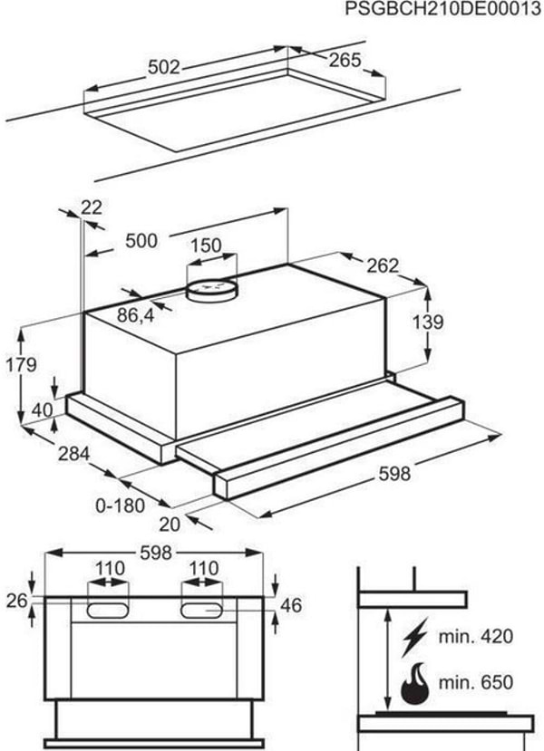 Фото - Витяжка вбудована Electrolux LFP326FW