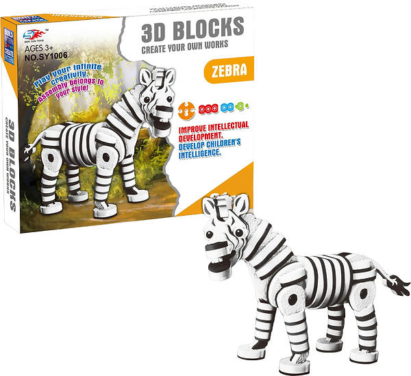 Фото - 3D пазли Sen Yan Toys Об'ємний м'який конструктор зебра 81 дет. (SY1006)