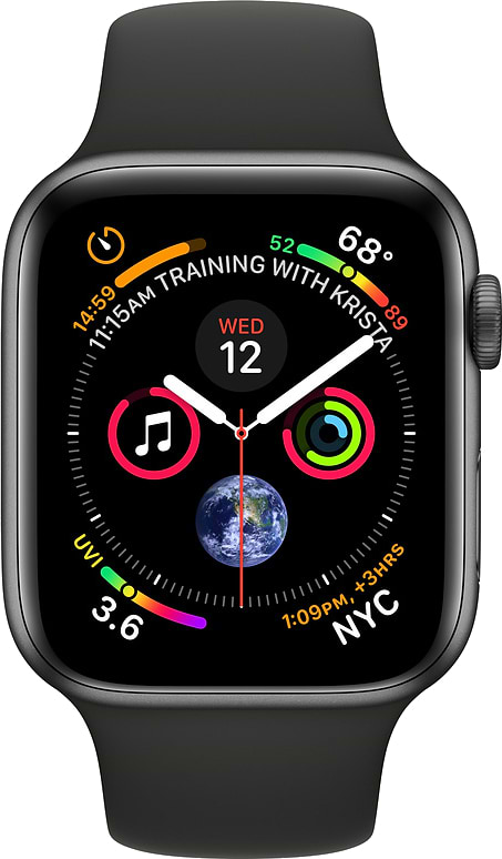 Фото - Смарт-годинник Apple Watch Series 4 GPS  44mm Space Grey Aluminium Case with Black Sport Band (MU6D2UA/A)