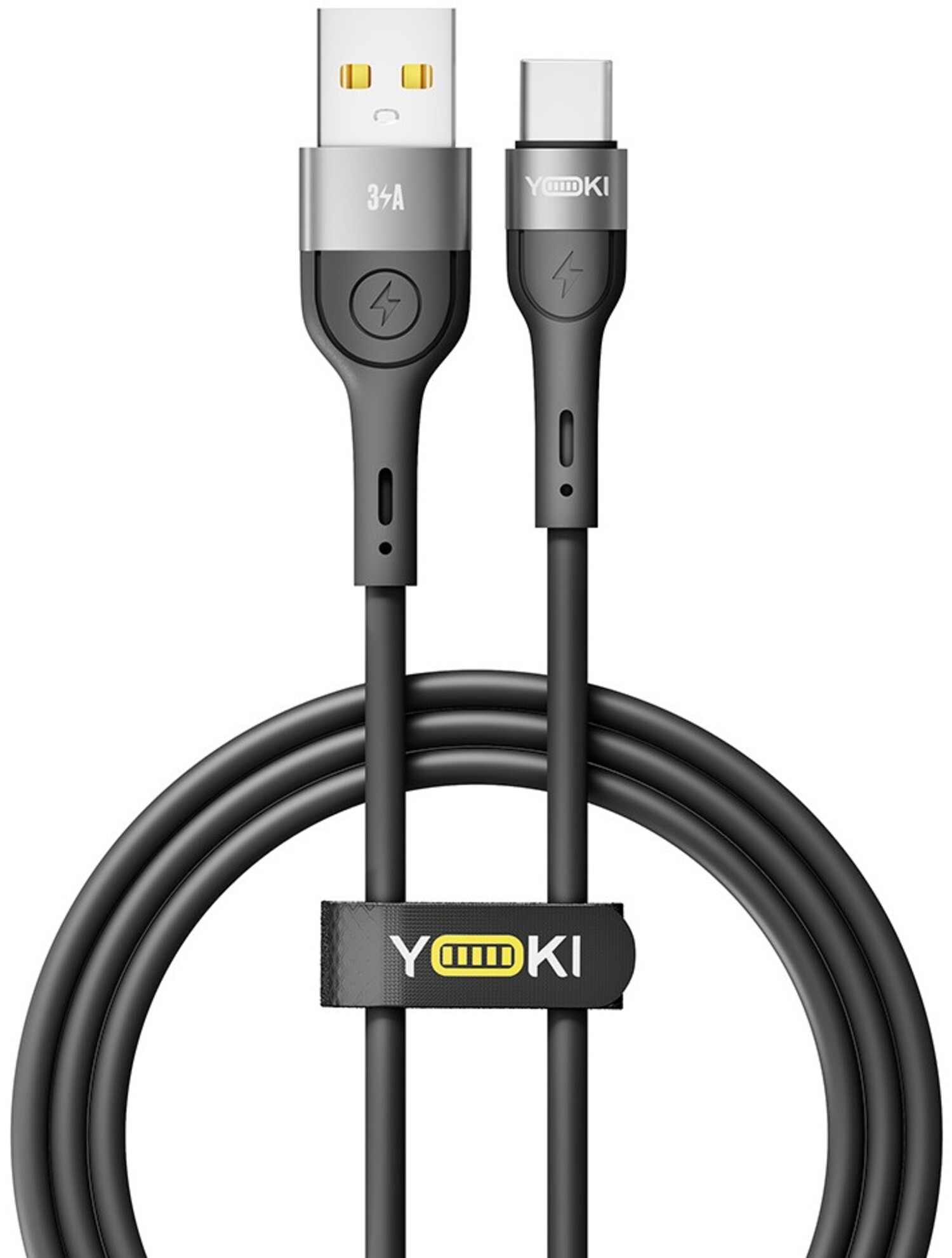 Кабель синхронизации данных YOKI EXTRA Type-C 3A 1.2m Black (YK-EX11)