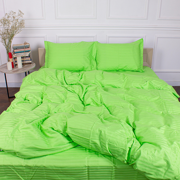 Фото - Простынь двуспальная MirSon 180x200 см Royal Soft Stripe 30-0016 Light Green (2200011304939)