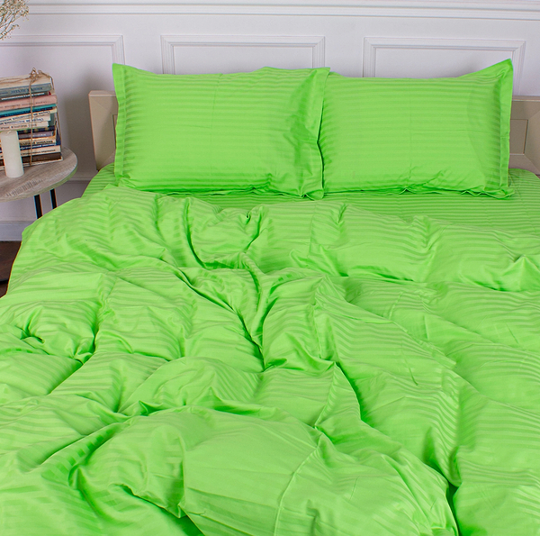 Фото - Простынь двуспальная MirSon 180x200 см Royal Soft Stripe 30-0016 Light Green (2200011304939)