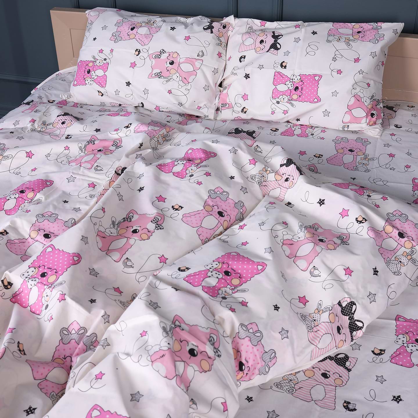 Комплект постільної білизни MirSon Бязь 17-0776 Magic cats pink 175х210 см (2200011238227)