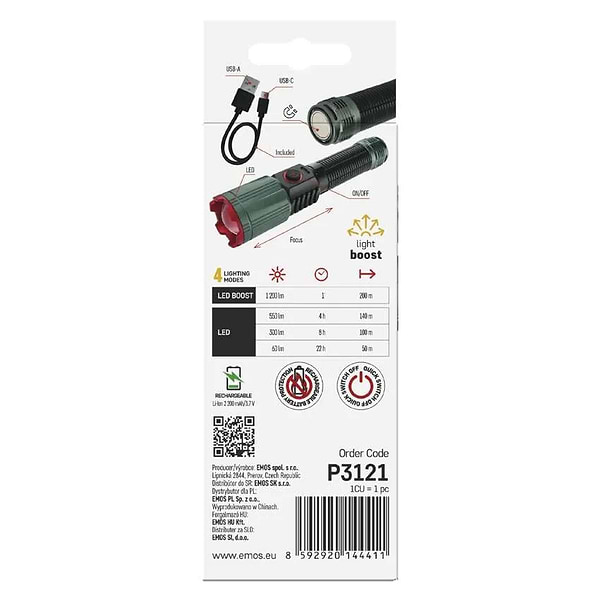 Фото - Ліхтар EMOS P3121 1200 Lm 2200 mAh метал фокус 
