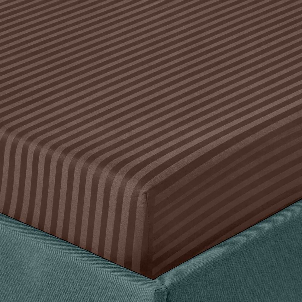 Простирадло односпальне Zastelli на резинці Brown Stripes 100х200+25 см Коричневе (22285)