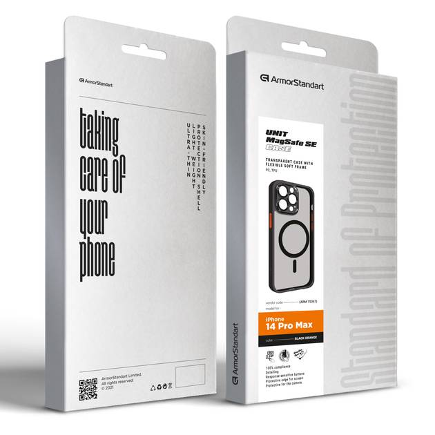 Фото - Чехол для смартфона Armorstandart Unit MagSafe SE for Apple iPhone 14 Pro Max Black Orange (ARM75367)