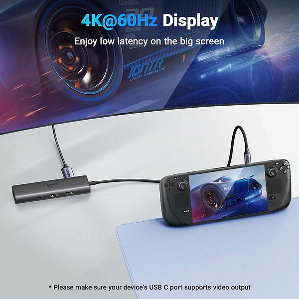 Фото - Хаб USB UGREEN CM512 USB-C to HDMI+2xUSB 3.2+USB-C 3.2+RJ-45+PD Power Converter Gray (45000)