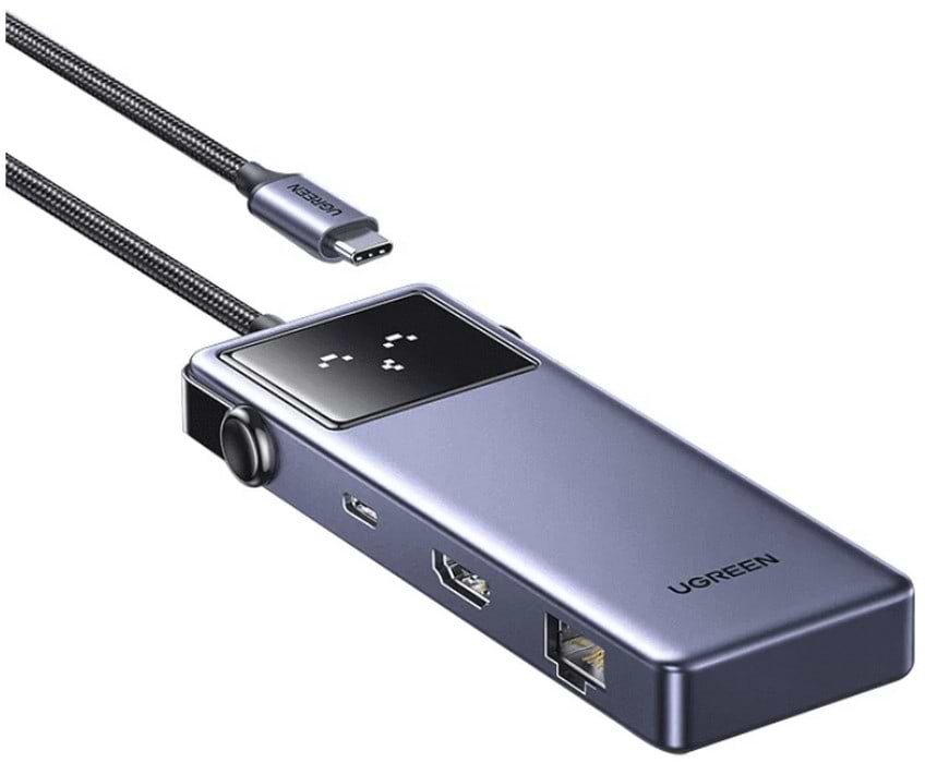 Хаб USB UGREEN CM888 7-in-1 USB-C to 3xUSB, 1xUSB-C, HDMI, RJ-45, PD 100W Gray (45155) - Фото 1