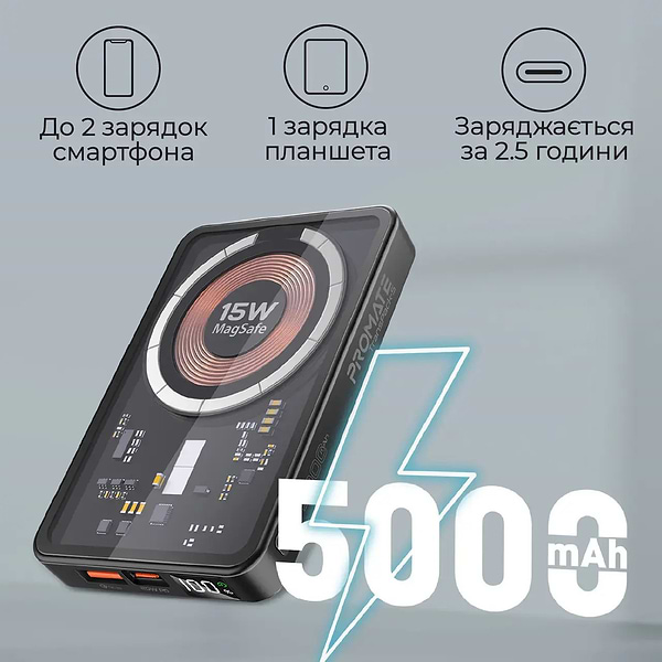 Фото - Батарея мобільна Promate Transpack-5 5000mAh Black