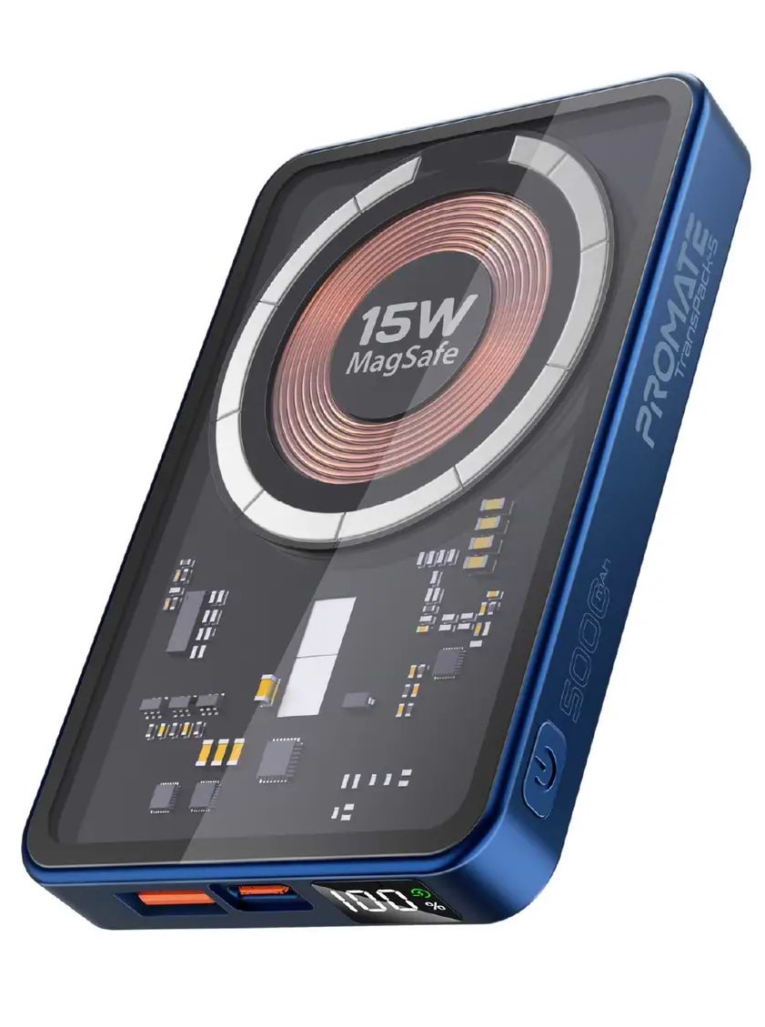 Батарея мобильная Promate Transpack-5 5000mAh Blue - Фото 1