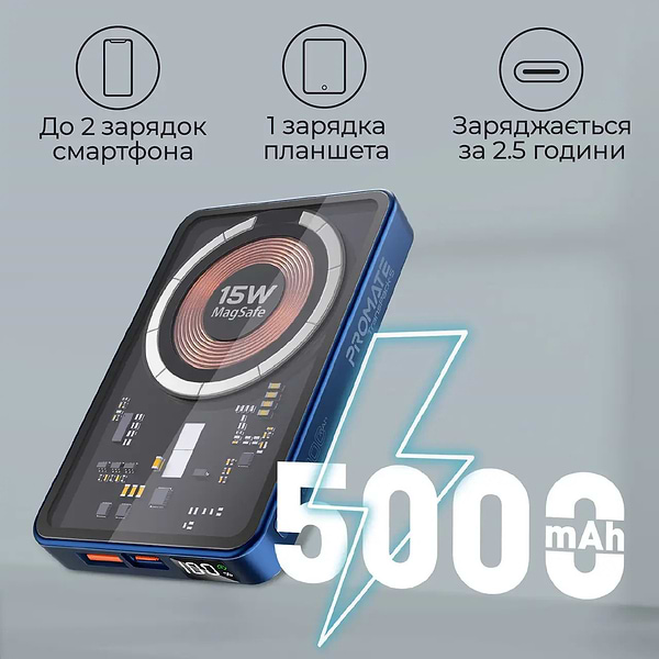 Фото - Батарея мобильная Promate Transpack-5 5000mAh Blue