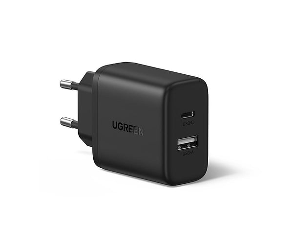 Фото - Мережевий зарядний пристрій UGREEN X227 USB-A+USB-C 20W PD Fast Charger Black (45302)