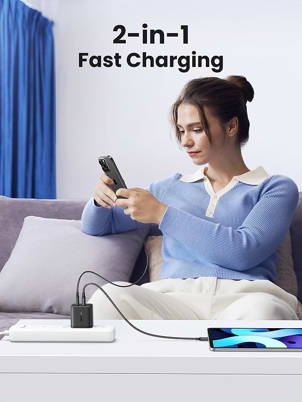 Фото - Мережевий зарядний пристрій UGREEN X227 USB-A+USB-C 20W PD Fast Charger Black (45302)
