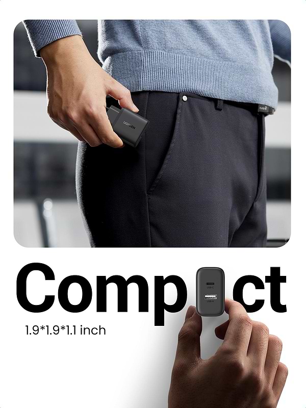 Фото - Мережевий зарядний пристрій UGREEN X227 USB-A+USB-C 20W PD Fast Charger White (45310)