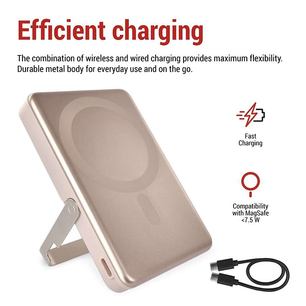 Фото - Батарея мобільна EMOS B0552RG 10000мАч бездротова зарядка, підставка рожевий