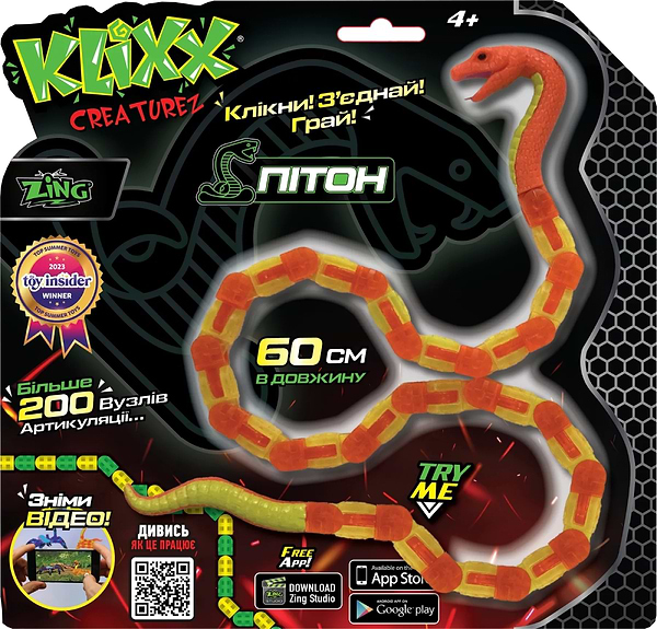 Фото - Фігурки тварини Zing Klixx Creaturez - Fidget Пітон червоно-жовтий (KX130P_B)