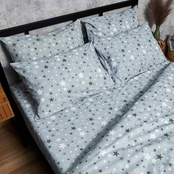 Фото - Комплект постільної білизни Moon&Star Бязь Gold Люкс Silver Stars King Size 220x240 нав. 2х40х60 (MS-820006825)