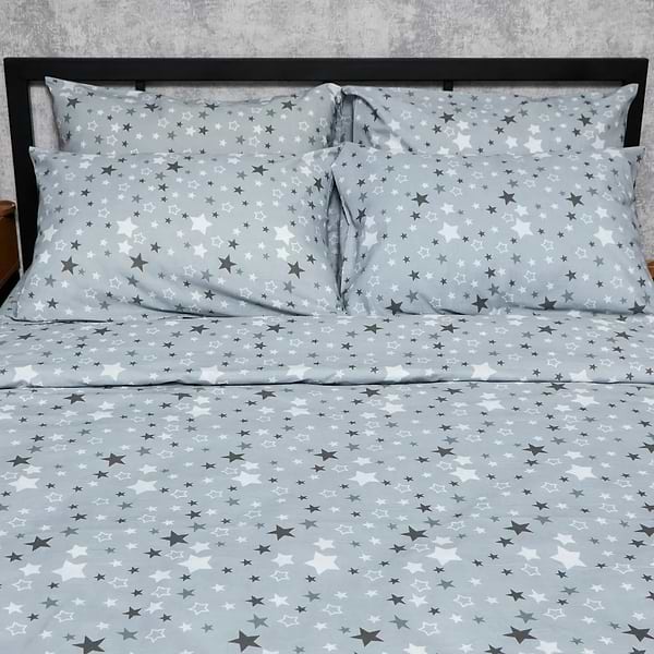 Фото - Комплект постільної білизни Moon&Star Бязь Gold Люкс Silver Stars King Size 220x240 нав. 2х40х60 (MS-820006825)