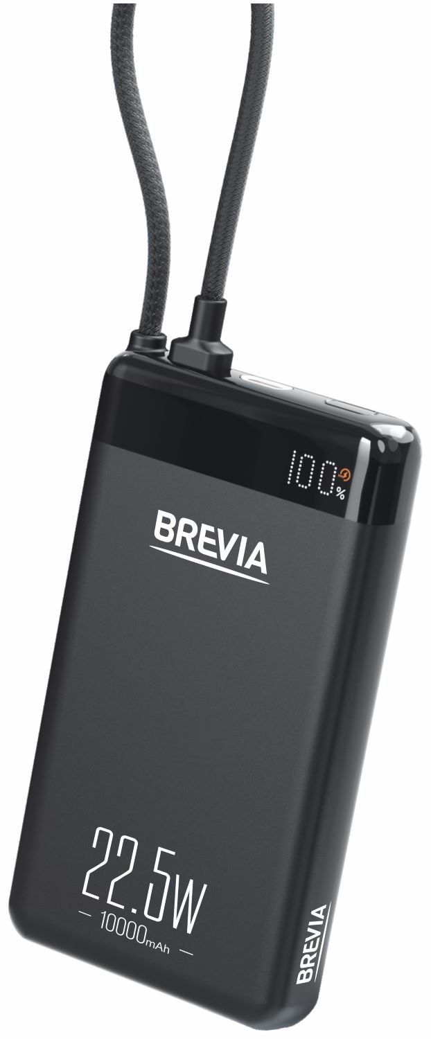 Купити Батарея мобільна Brevia ePower LCD 10000mAh 22,5W SuperSlim Metal Black + cable (45550SMB) - Фото 1 Батарея мобільна Brevia ePower LCD 10000mAh 22,5W SuperSlim Metal Black + cable (45550SMB) - Фото 1