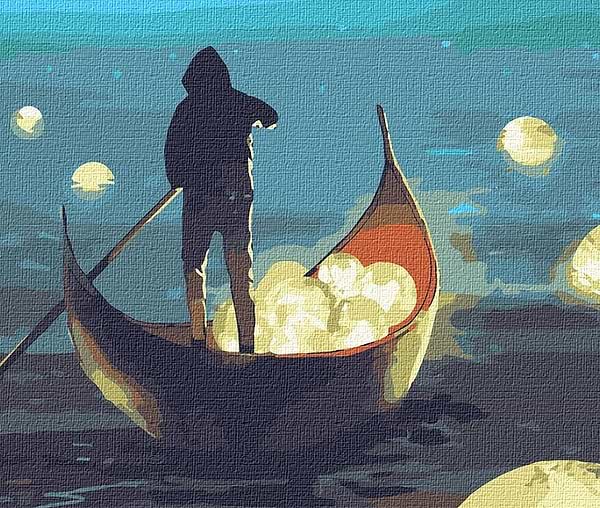 Фото - Картина по номерам Ideyka "Лунная гавань" с красками металлик 50 * 50 см (КНО5040)