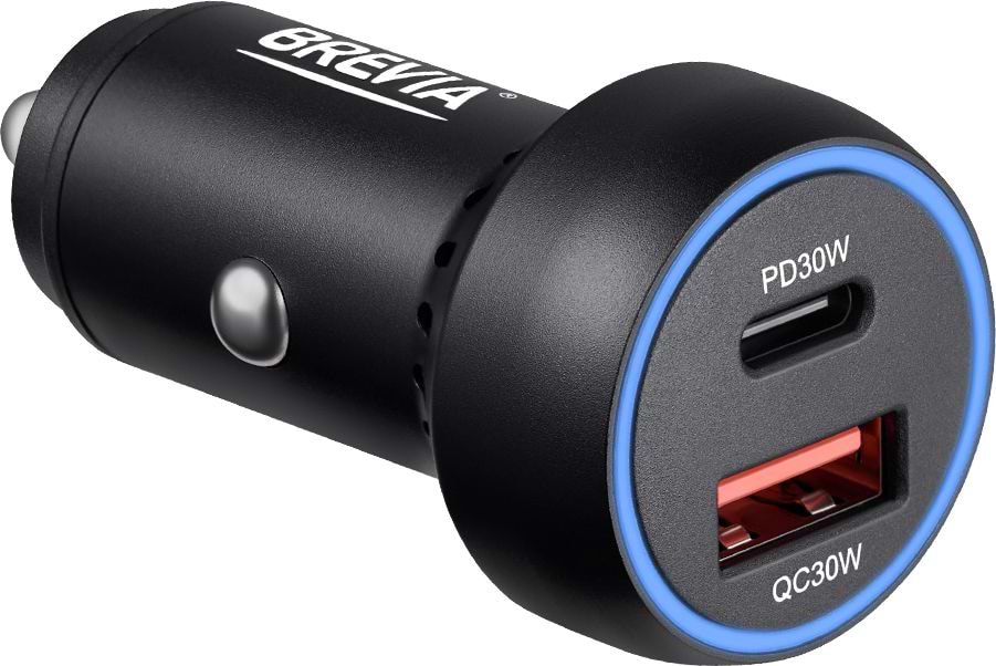 Автомобільний зарядний пристрій Brevia ePower Dual PowerMax Metal LED 60W 1xUSB-C+1xUSB-A (46060CUB)