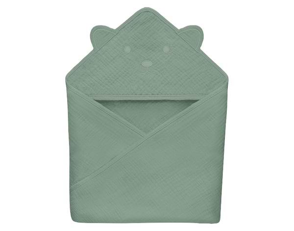 Фото - Рушник бамбук дитяче Lionelo Muslin Hooded Towel Green Forest