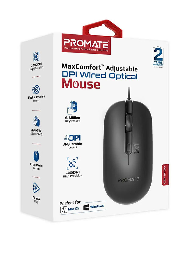 Фото - Мышь проводная Promate cm-2400.black