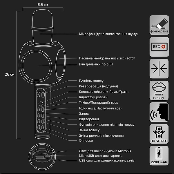 Фото - Мікрофон вокальний бездротовий Magic Karaoke YS-90 Pro Gold
