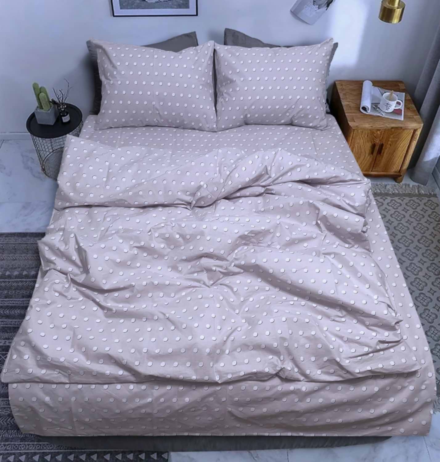 Підковдра полуторна Zastelli бязь Reverce for Feathers горох 145х210 см (20509)