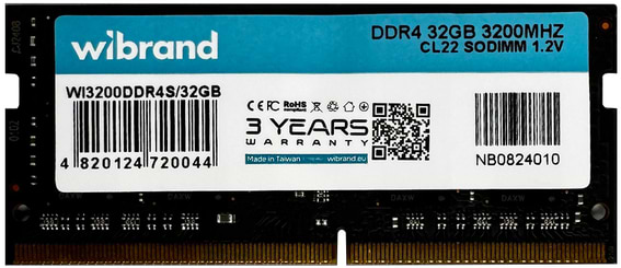 Память DDR Wibrand DDR4 32GB 3200MHz CL22 SODIMM (WI3200DDR4S/32GB)