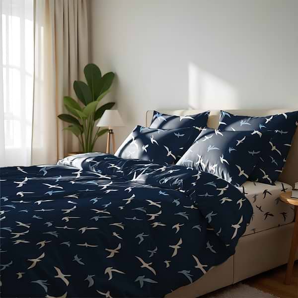 Фото - Підковдра полуторна Zastelli бязь Birds on blue Front 145х210 см (19815)