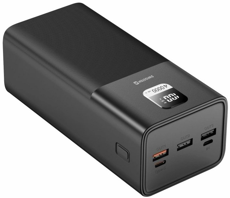 Батарея мобильная Swissten Power Bank For Laptop 40000 mAh 100W PD Black (8595217481275) - Фото 1