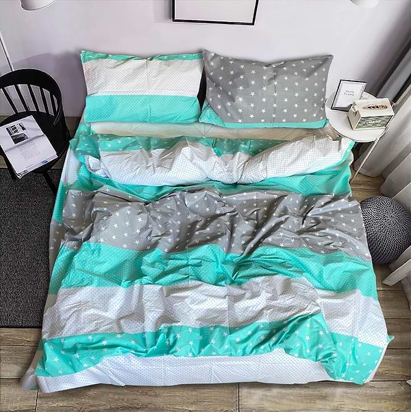 Фото - Підковдра двоспальна Zastelli STAR DOTS GREEN 200х220 см (17879)