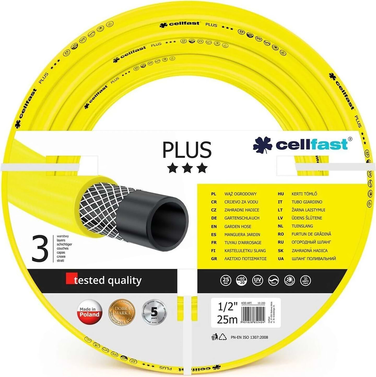 Шланг поливочний Cellfast Plus 25 м 1/2" (10-200)