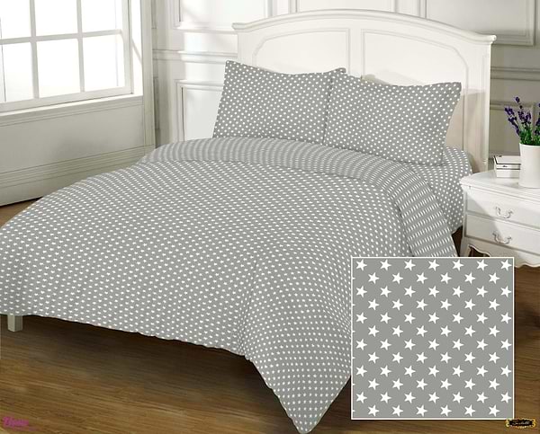 Фото - Підковдра двоспальна Zastelli бязь 49 білі зірки на сірому 175x210 см (21588)