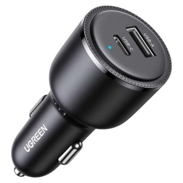 Автомобильное зарядное устройство UGREEN 2xUSB 63W (USB-C+USB-A) QC 3.0 Black (EC701) (35023) - Фото 1