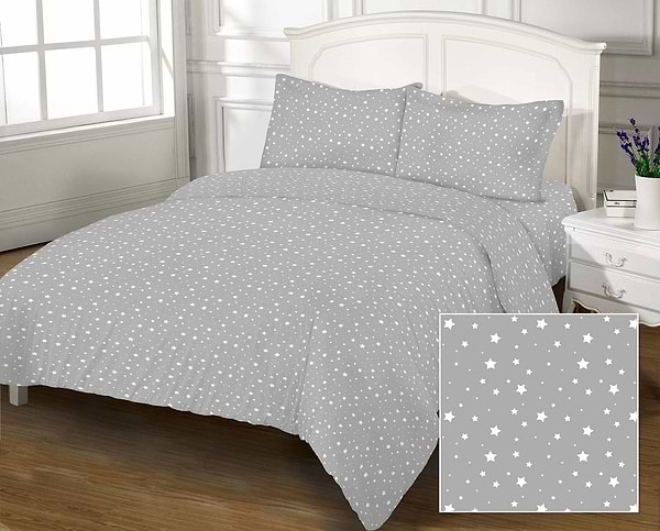 Фото - Простынь евро Zastelli 130 разные звезды на сером 220х240 см (19836)