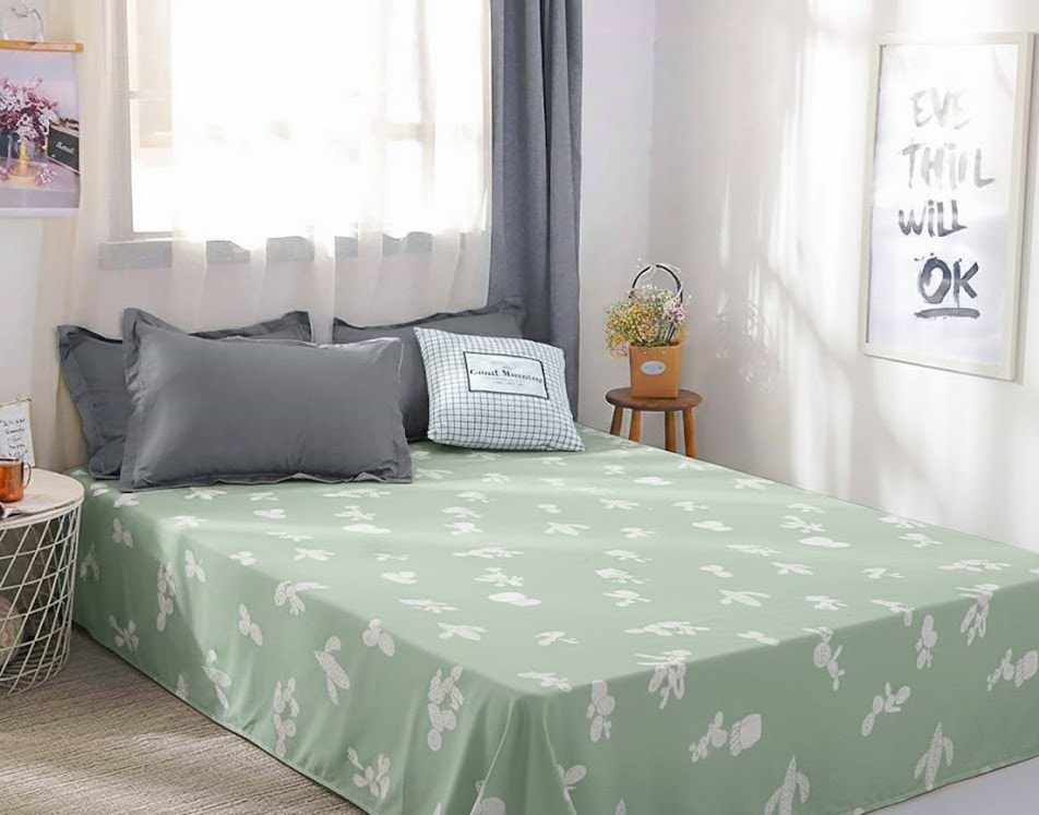 Простынь полуторная Zastelli бязь Cactus on white Reverse 145х210 (19282)